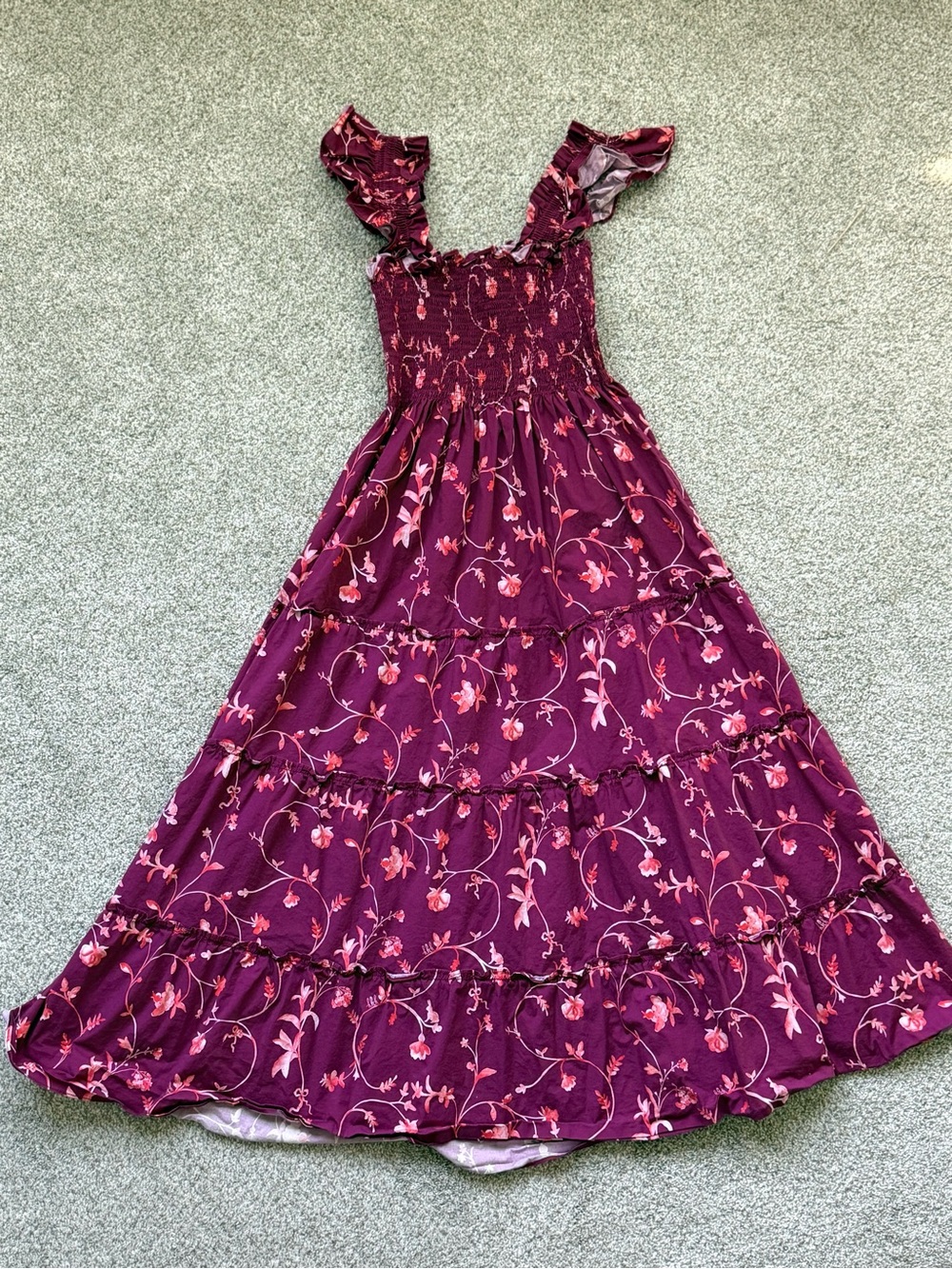 Hill House Home Ellie Nap Dress Burgundy Botanical Size XXS - Picture 4 of 5